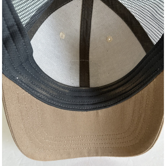 Kuhl Snap Back Trucker Hat Born In The Mountains Leather Patch Tan w/ Gray Mesh - Picture 4 of 5